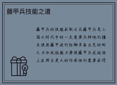 藤甲兵技能之道
